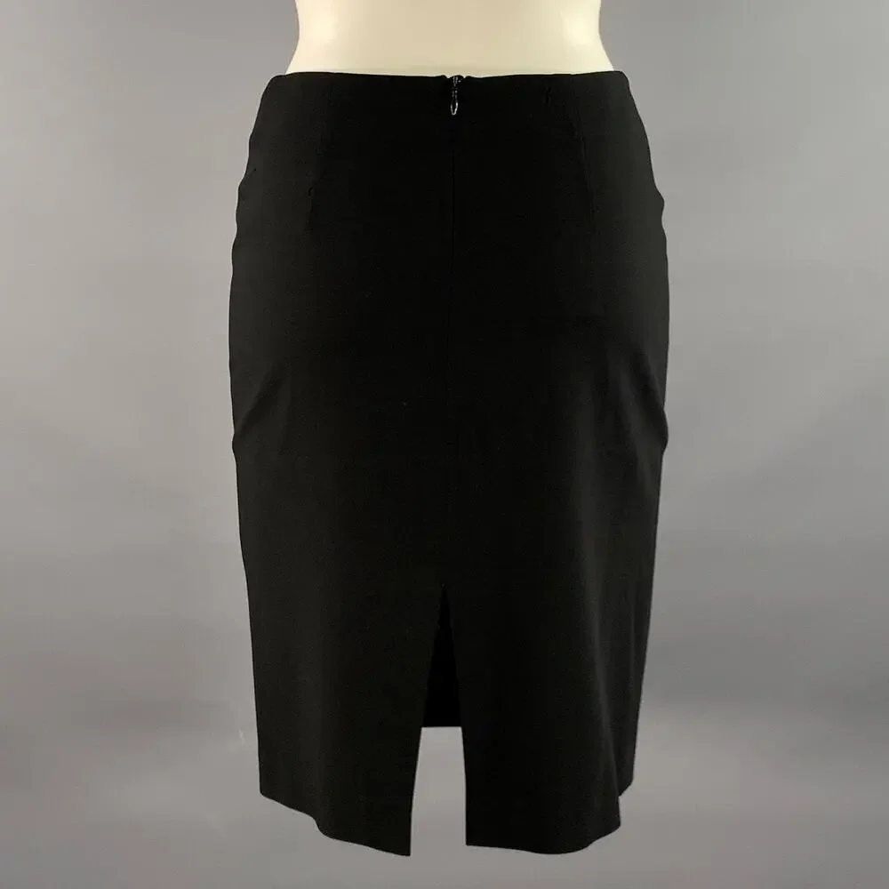 GIORGIO ARMANI Size 2 Black Wool Pencil Knee-Length Skirt - Picture 3 of 5